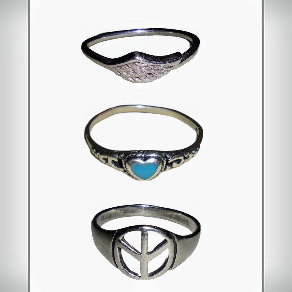 3 Sterling Silver Rings - Picture 2 of 5